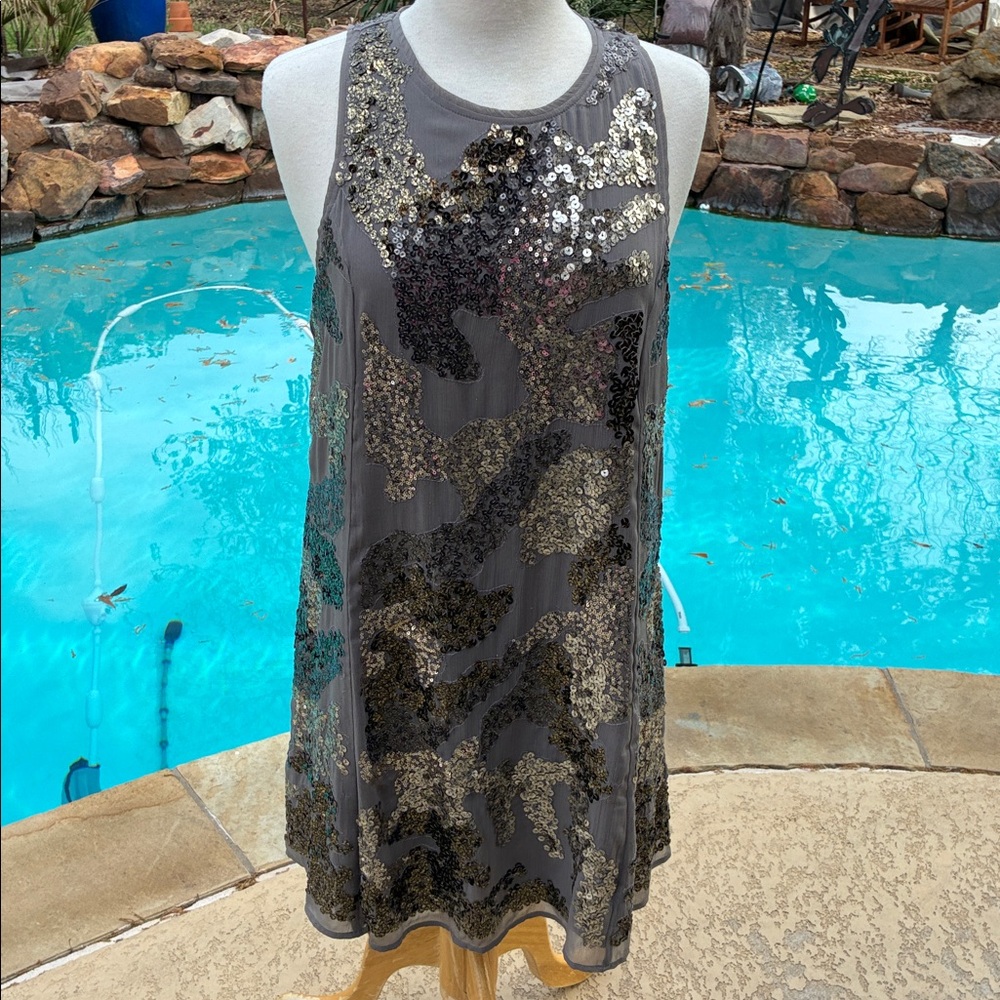 Abercrombie & Fitch Gray Sequin Sleeveless mini dress, A&F L